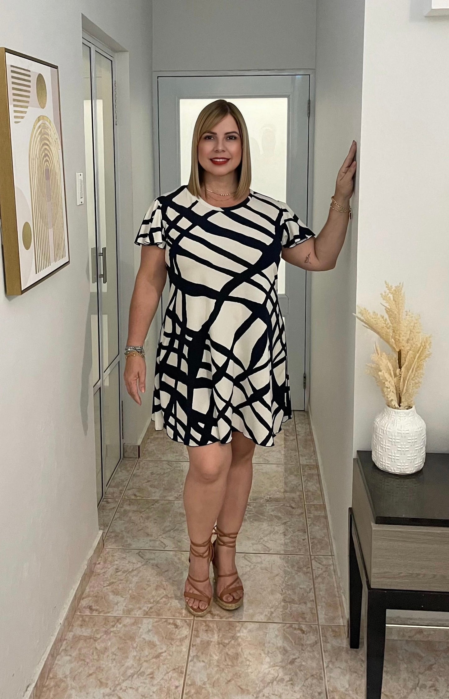 Line black short dress