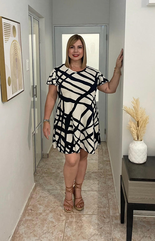 Line black short dress