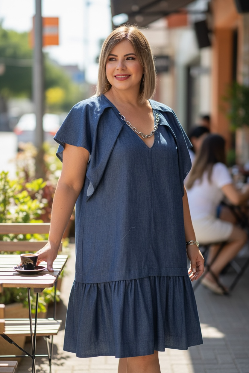 Denim plus short dress