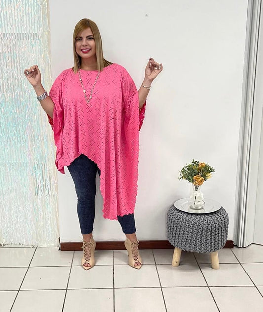 Plus Blusa asymmetric Rosa Dress By: Zoraya Desing