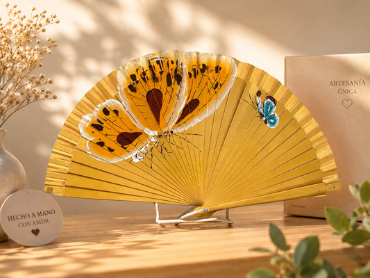 Abanico Española echo en madera y pintado a Mano