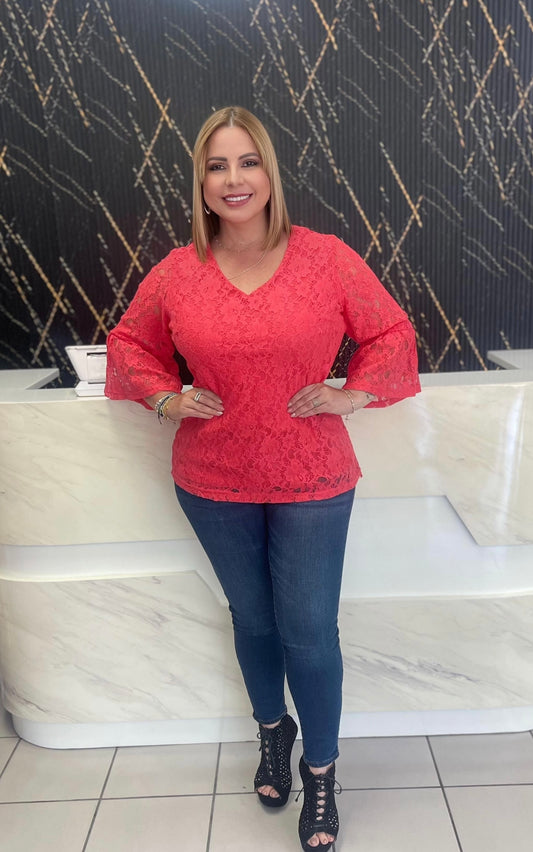 Coral lace top