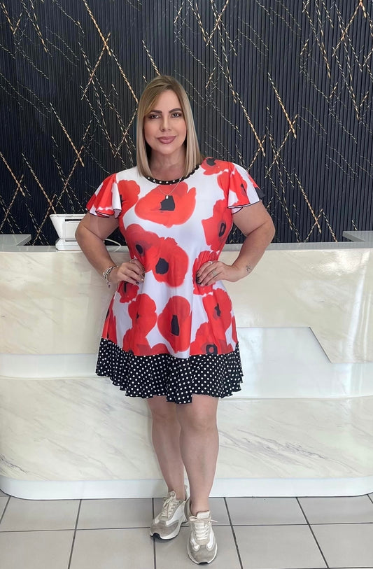 Flowers print short plus dress