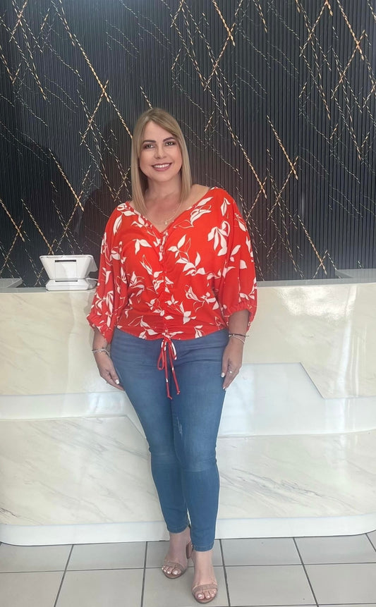 Orange & ivory top plus