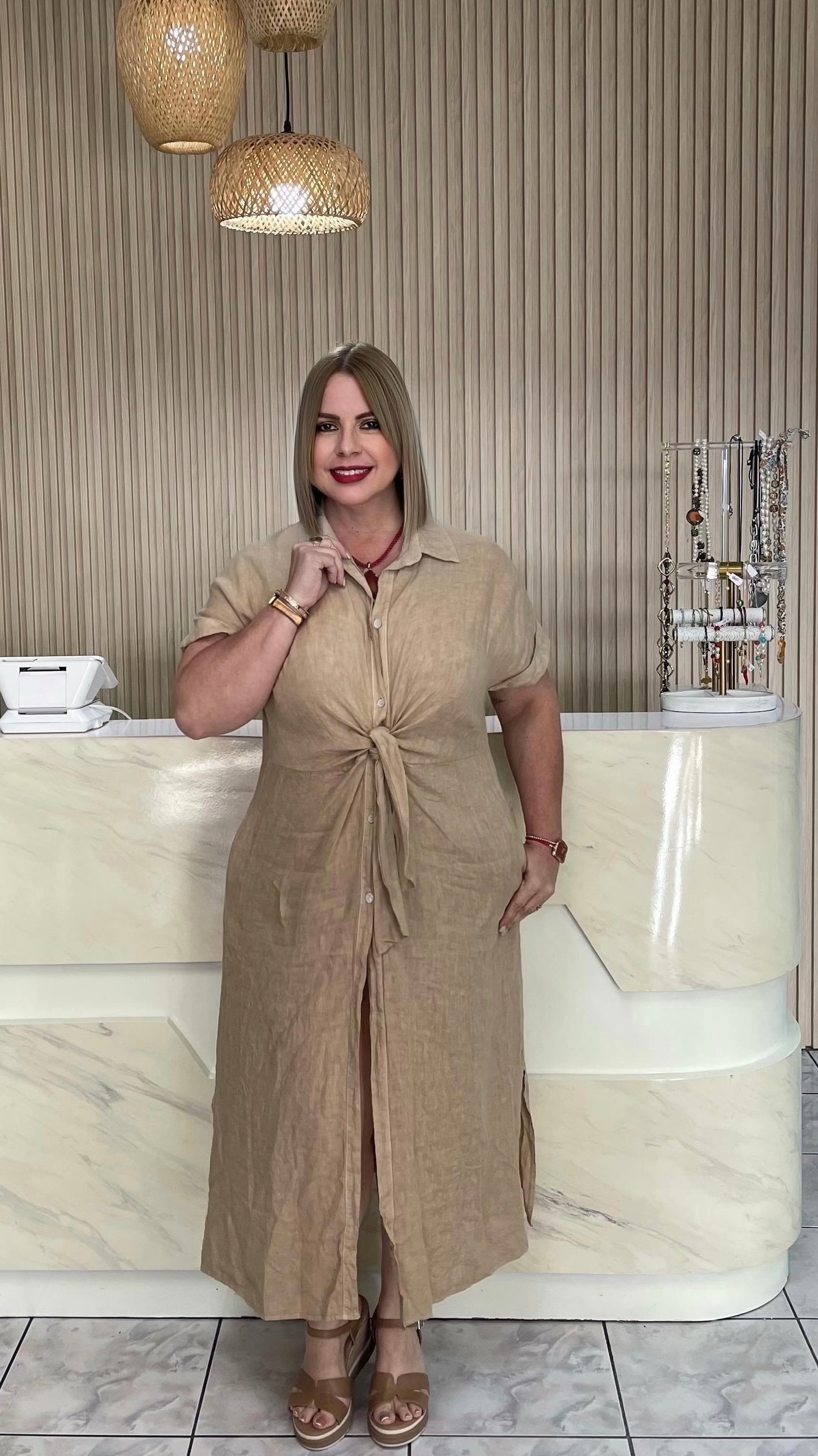 Nude Italian long plus dress