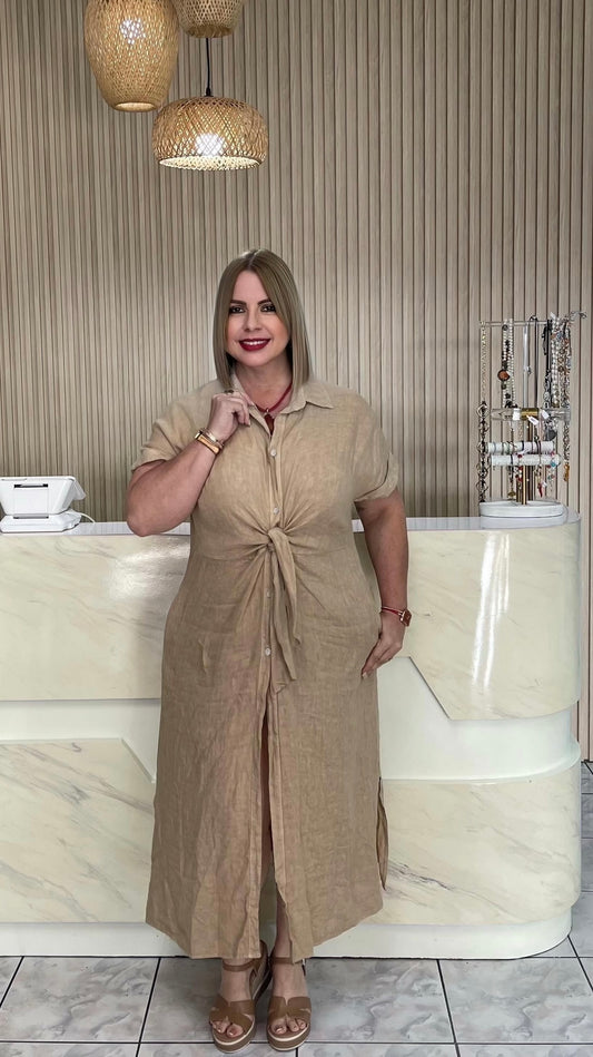 Nude Italian long plus dress