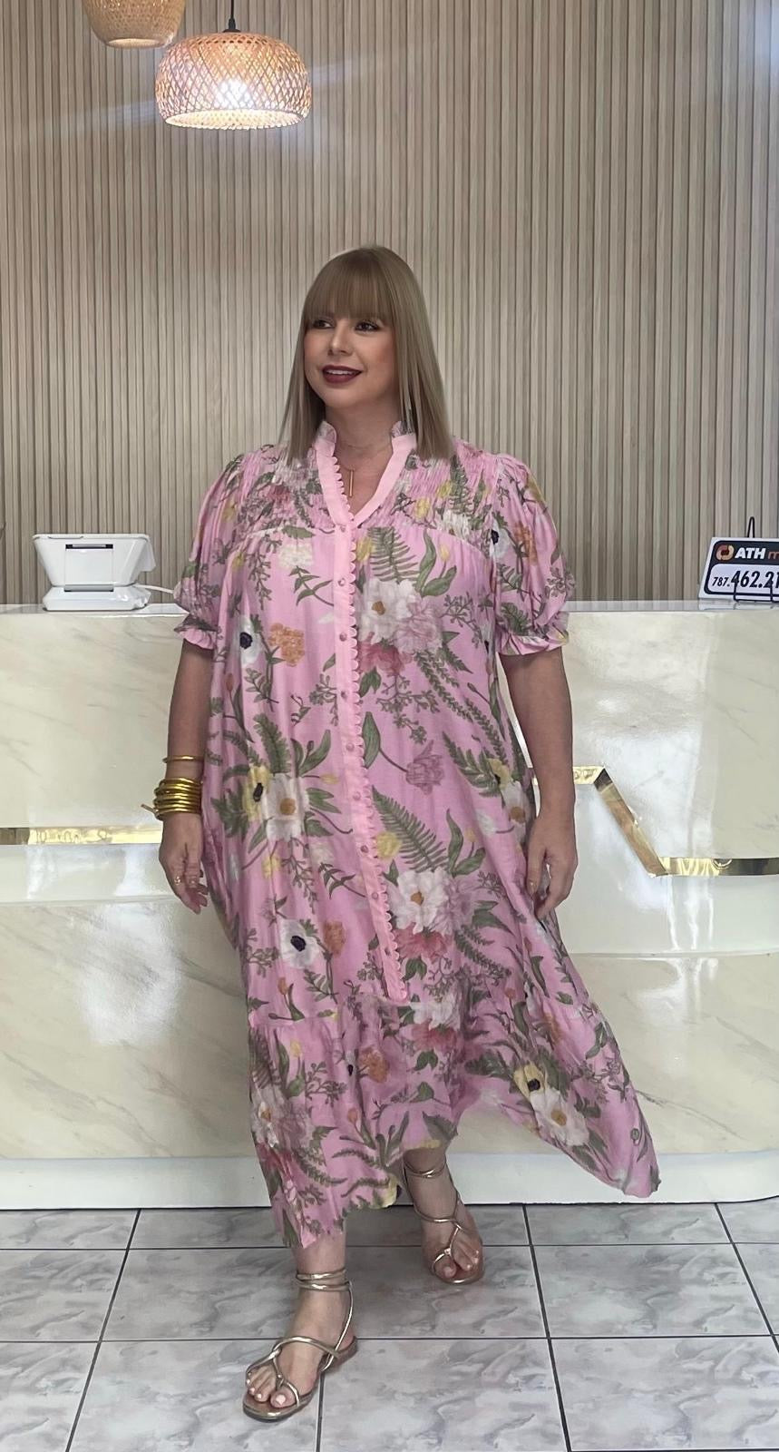Plus maxi dress pink