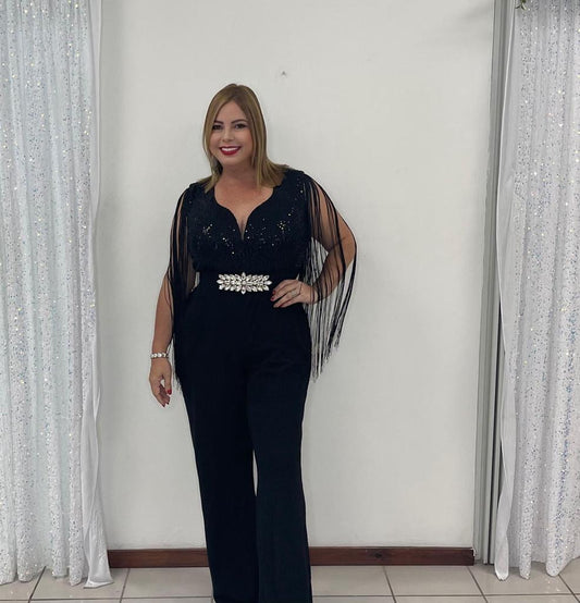 Plus Black Sparkle Jumpsuit