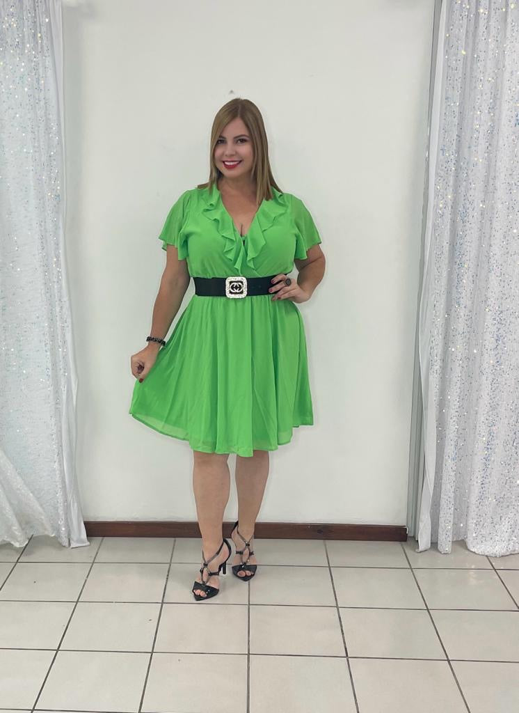 Plus Short Dress Lime Green