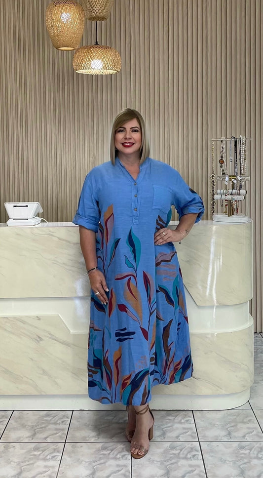 Long italian blue plus dress