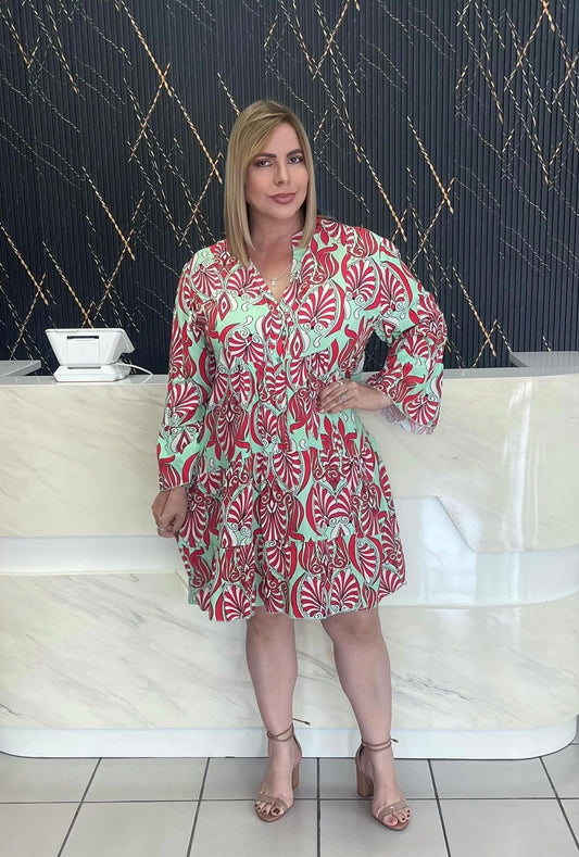 Print short plus italian dress
