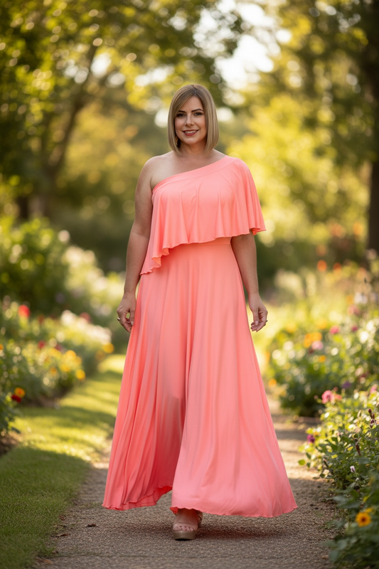 Coral maxi dress three ways