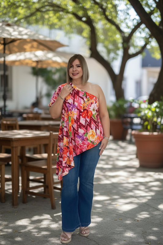 One shoulder plus top