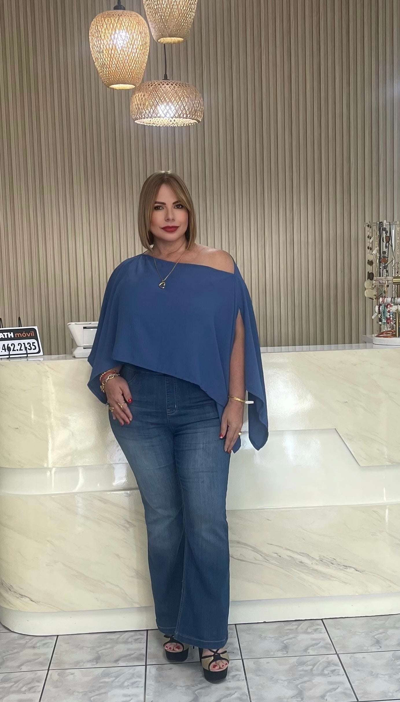 Asimetric blue tunic plus