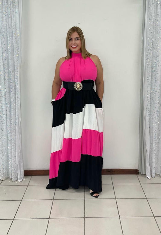 Plus Tricolor Maxi Dress