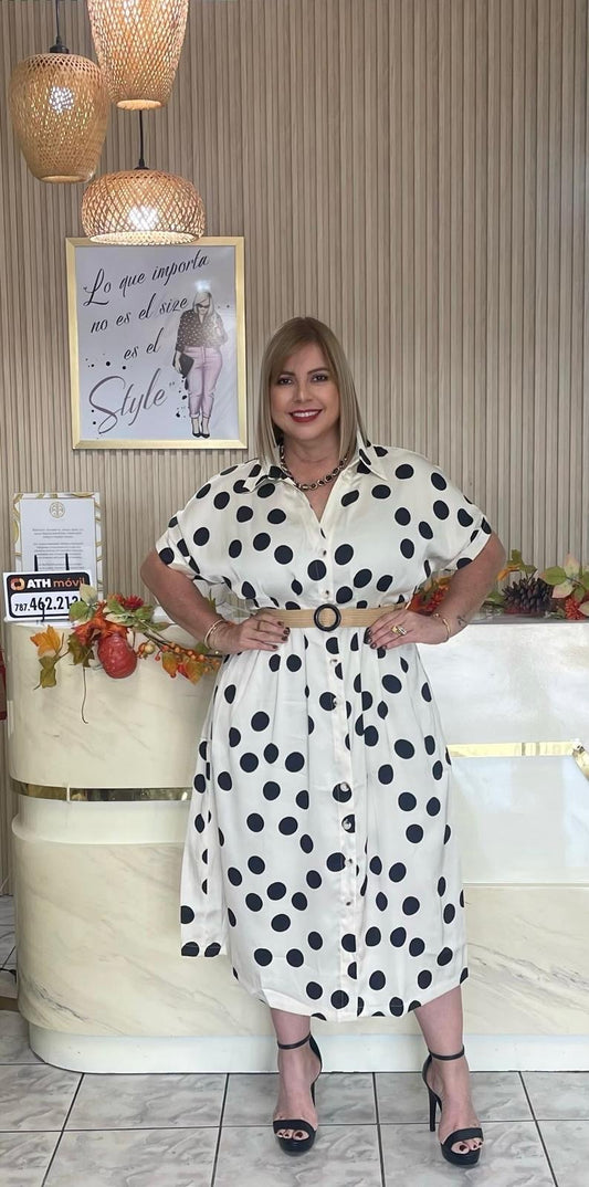 Plus maxi dress polkadots
