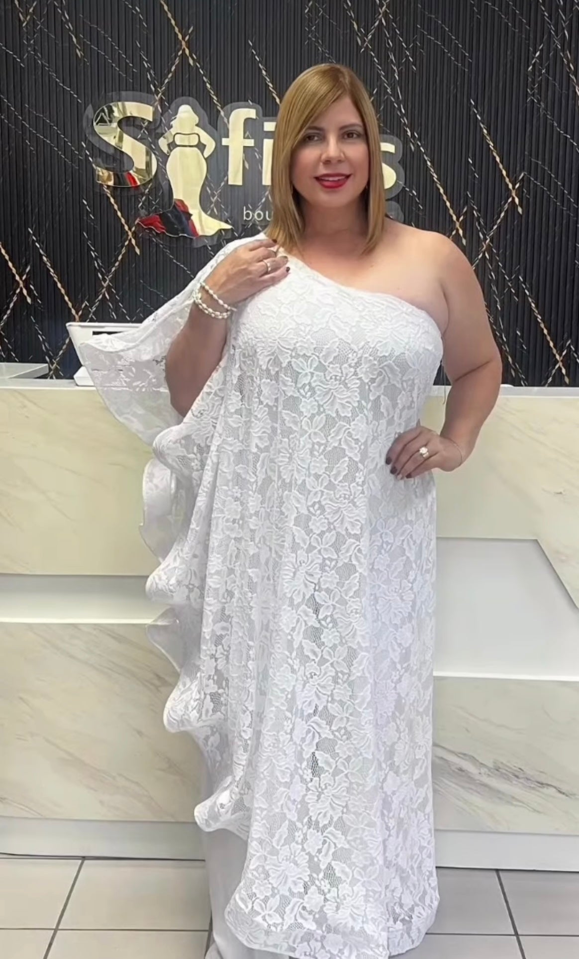 White lace plus size jumpsuit