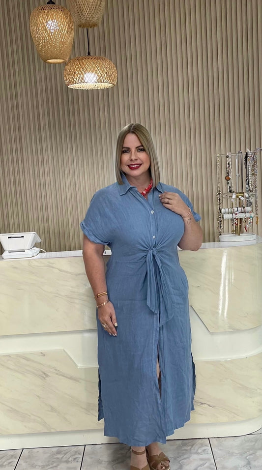 Blue Italian plus long dress