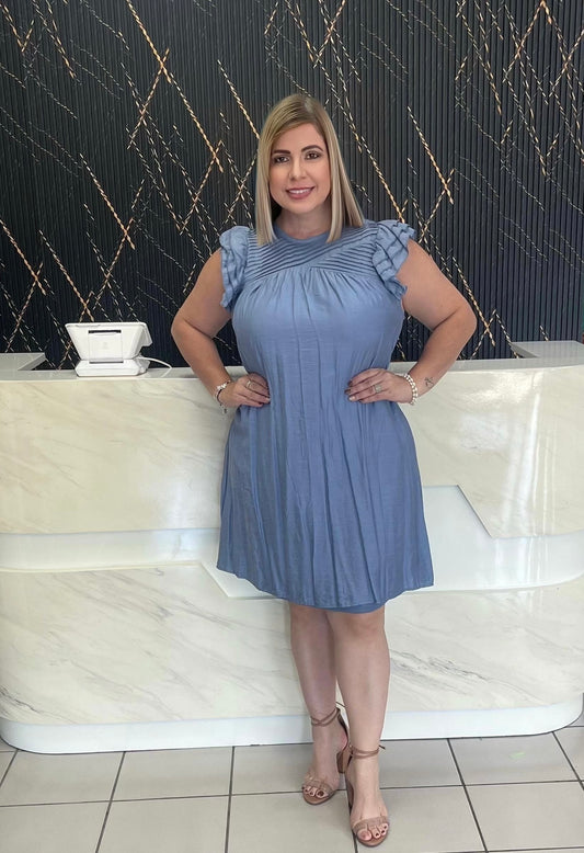 Denim blue short dress