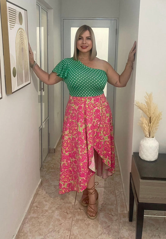 Print Maxi one shoulder