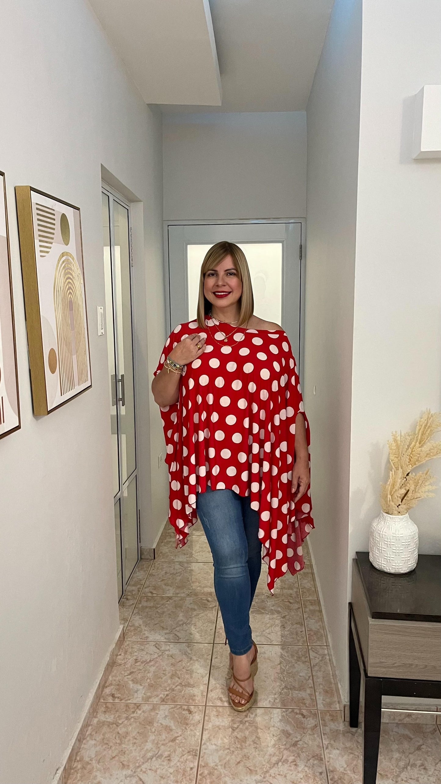 Polka dots tunic red