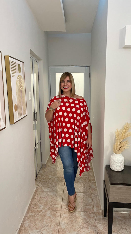 Polka dots tunic red
