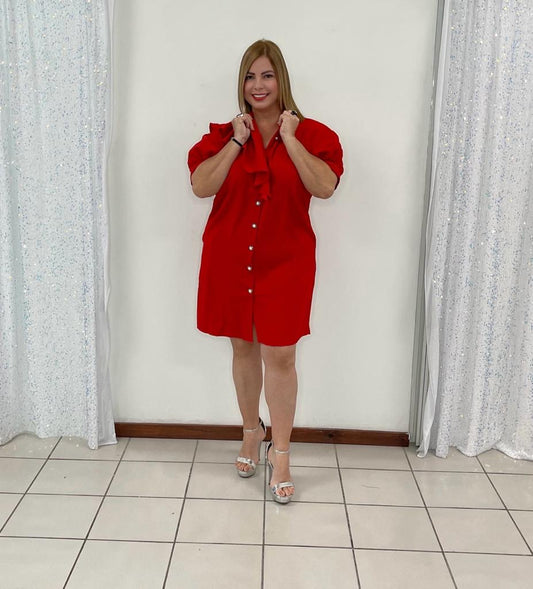 Plus vestido corto con botones