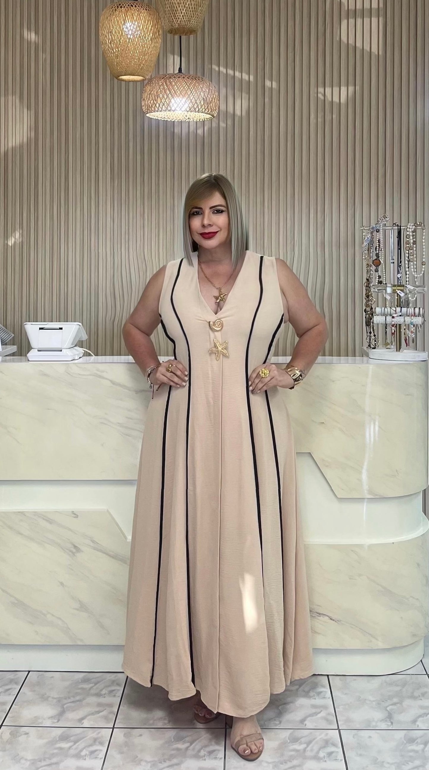 Nude Long Plus Dress