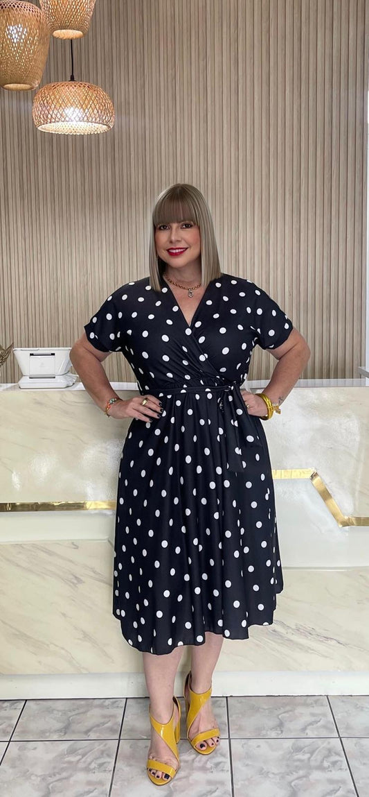 Plus maxi dress polkadots