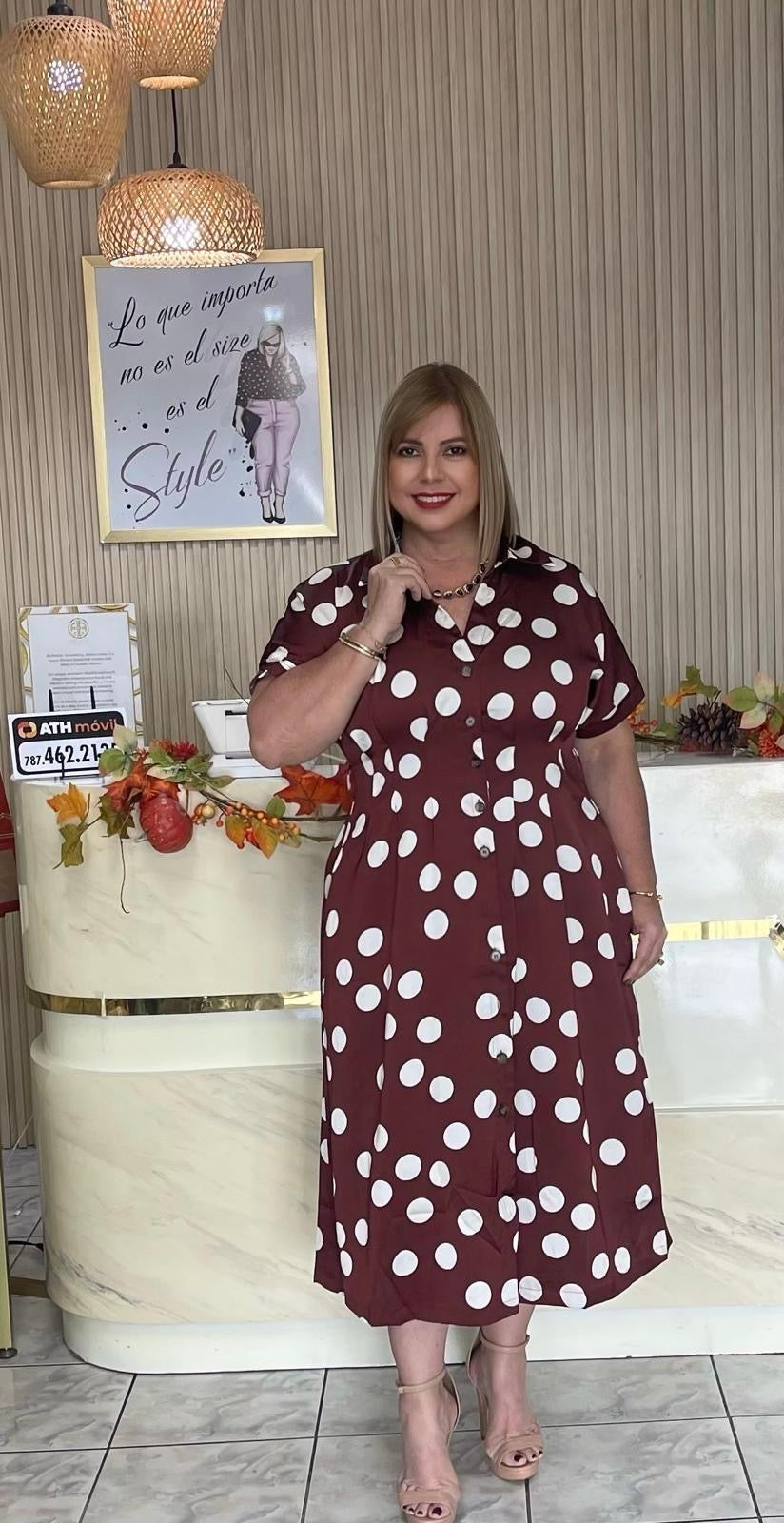 Plus maxi dress polkadots