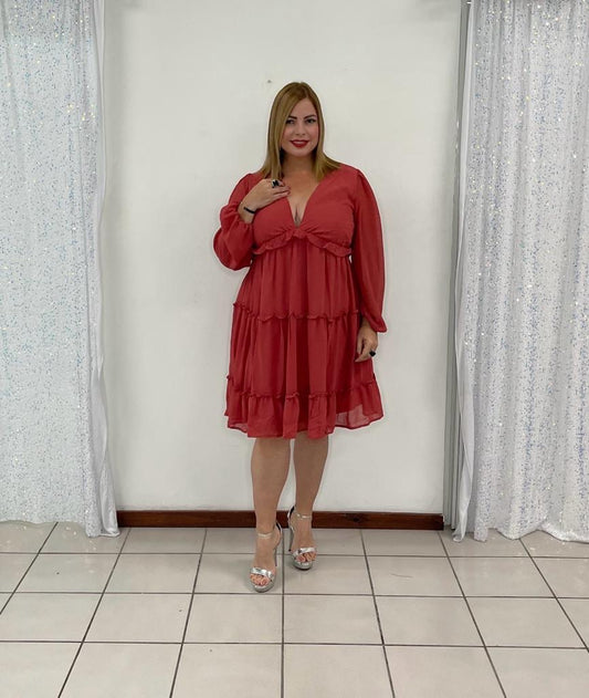 Plus short dress rust