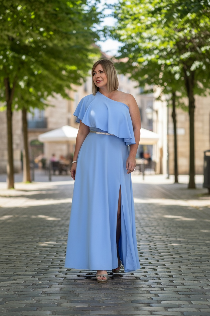 Sky blue plus maxi dress
