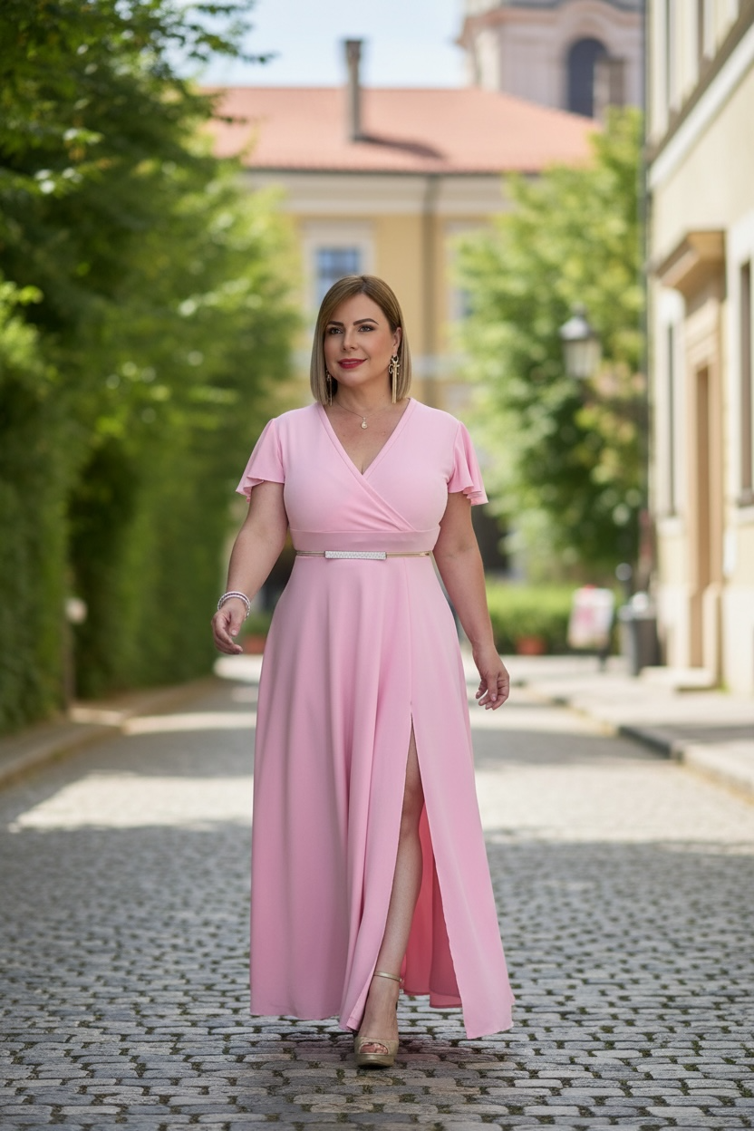 Pink plus maxi dress