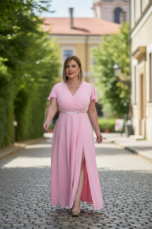 Pink plus maxi dress