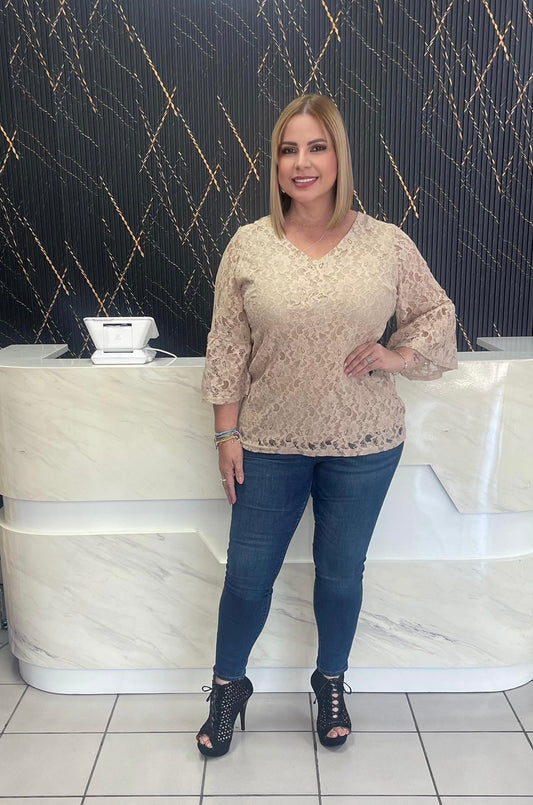 Nude lace top