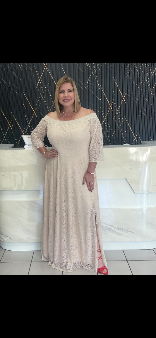 Lace ivory maxi dress by Claudia