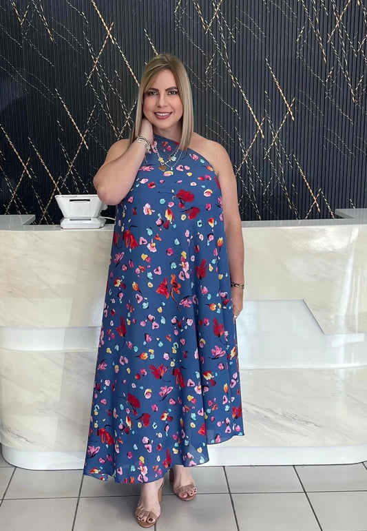 One shoulder print dress