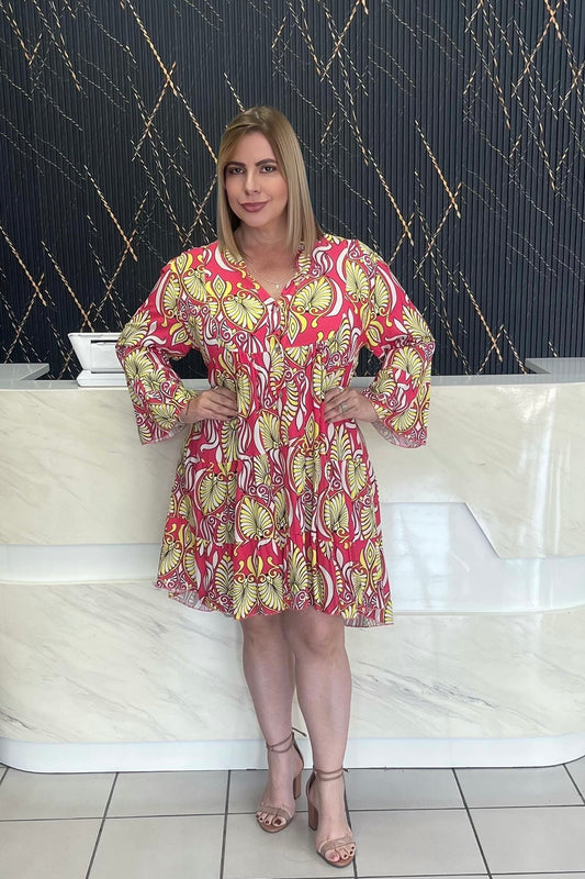 Print Italian plus short dress