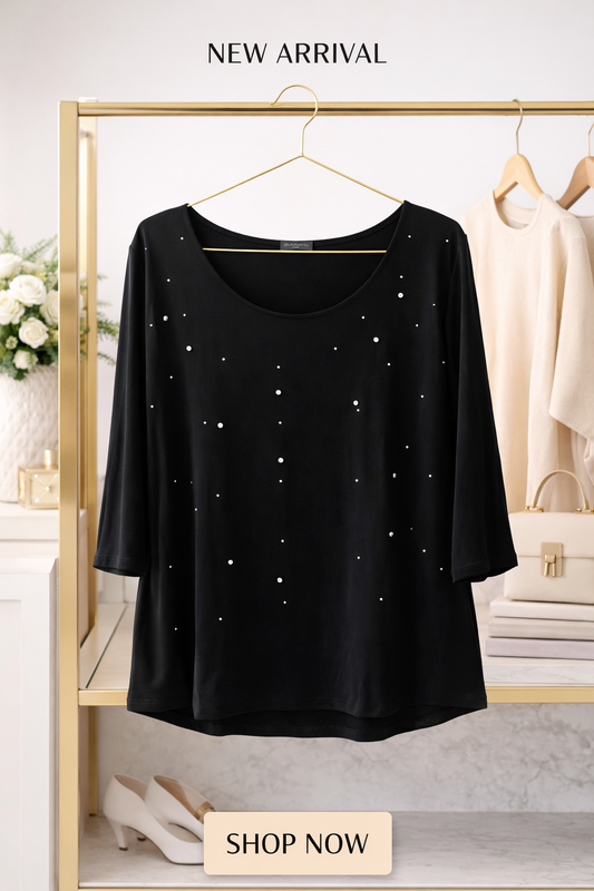 Plus top black whit rainstons