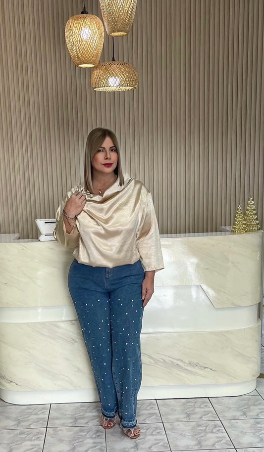 Satin ivory  top