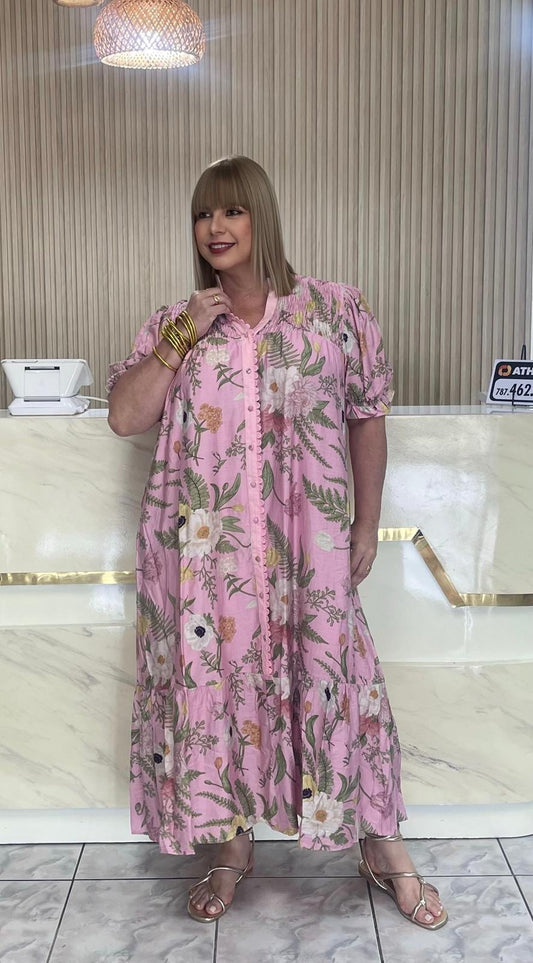 Plus maxi dress pink
