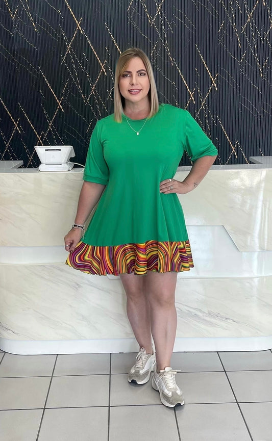Green short plus dress