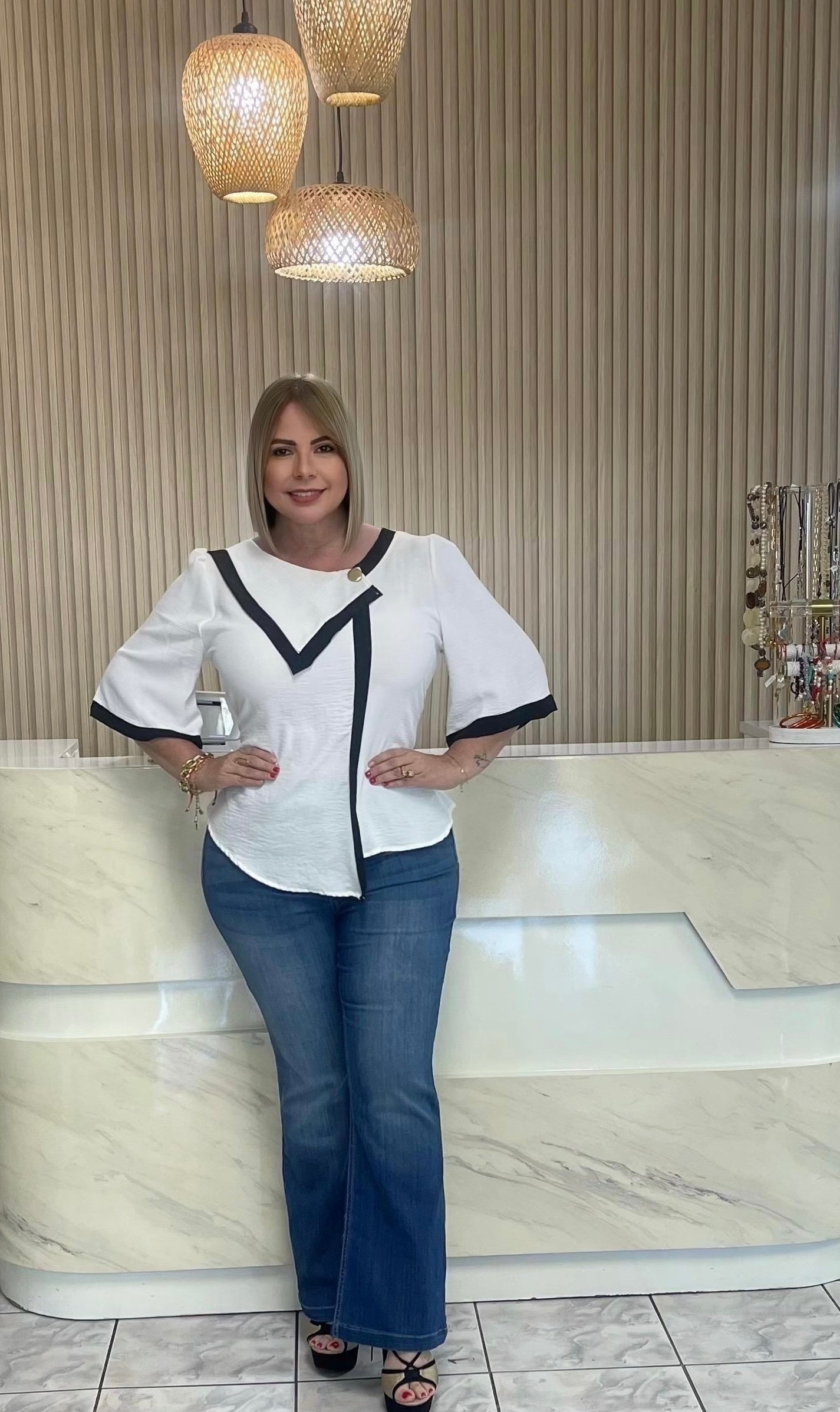 White & black plus top