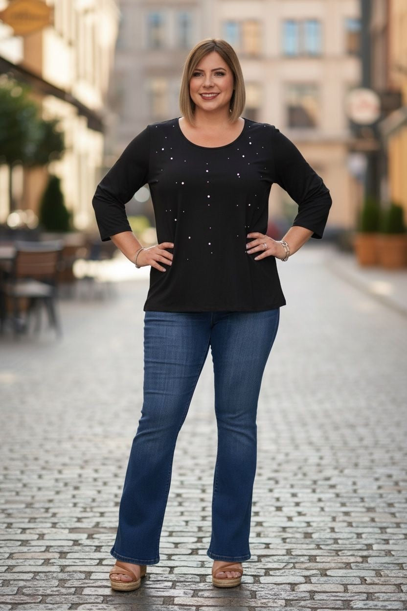 Top black with sleeves long
