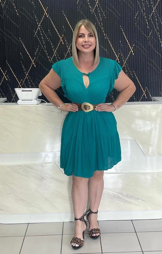 Turquoise plus short dress