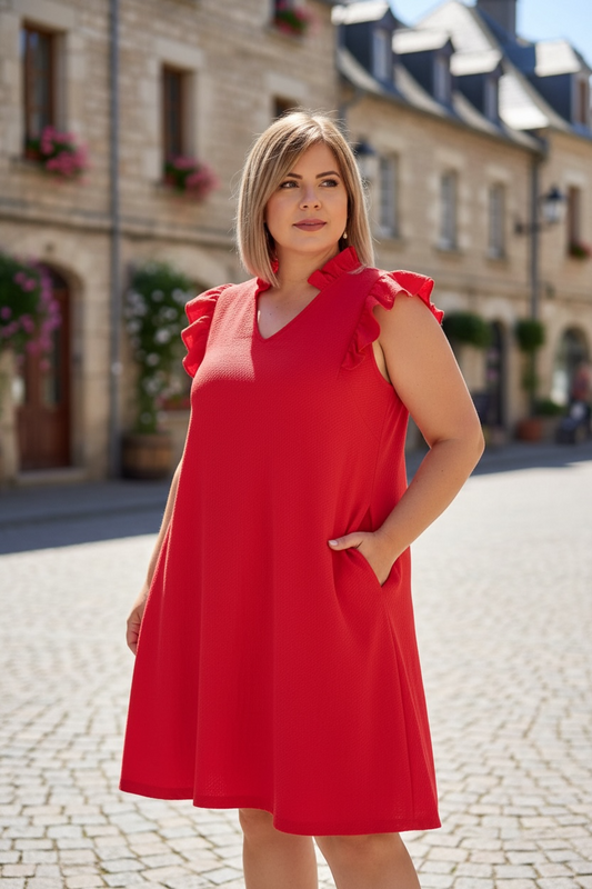 Plus red short dress