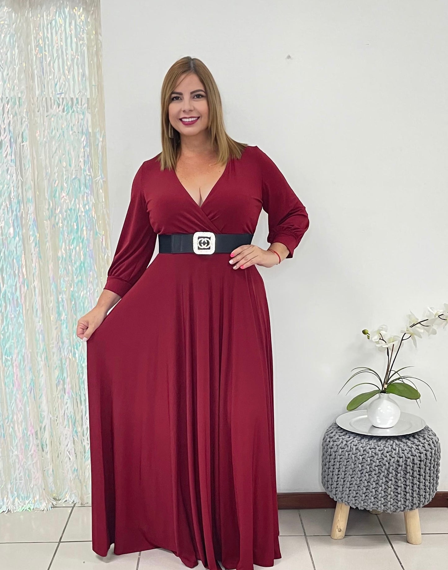 Plus Burgandy Maxi Dress