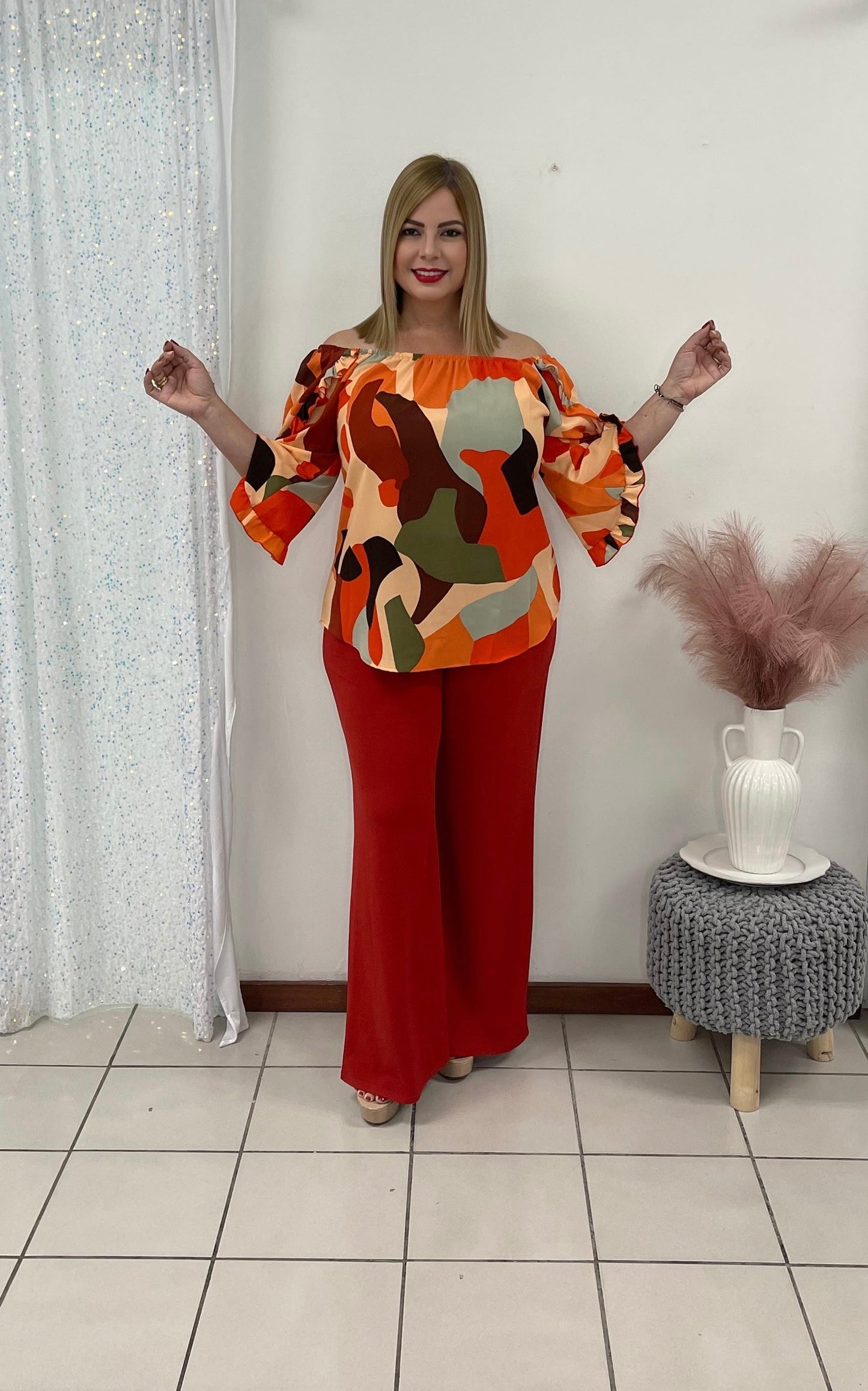 Plus Blouse with Orange tones