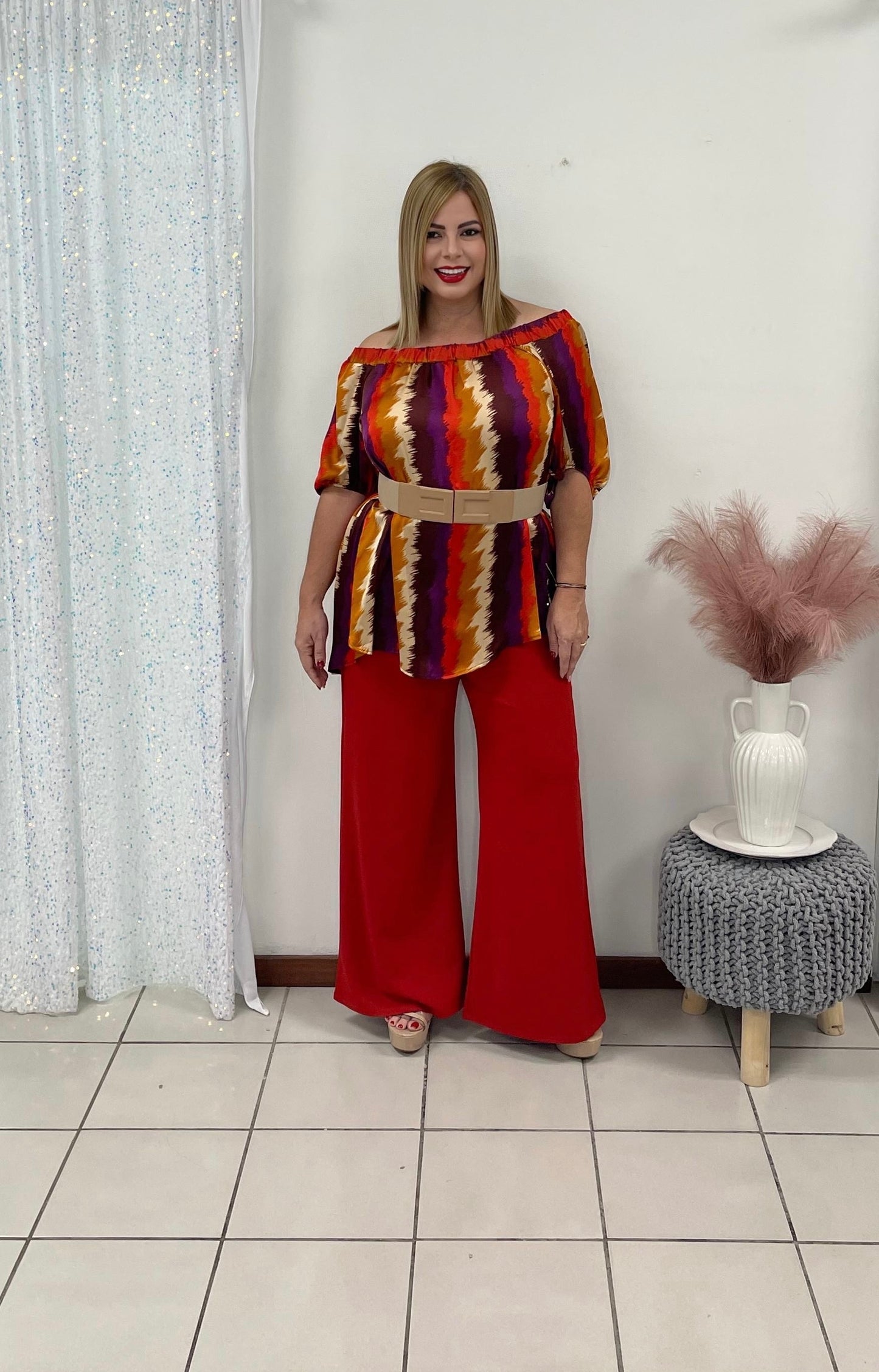 Plus tricolor top