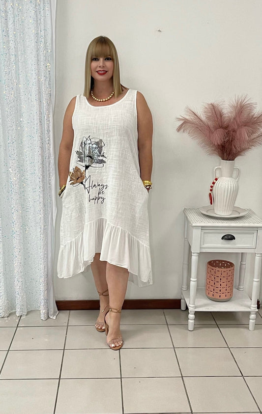 Plus Dress White  By: Italy